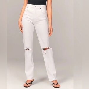 ABERCROMBIE White Ripped 90’s Straight High Rise Jeans GREAT CONDITION SZ 31/12
